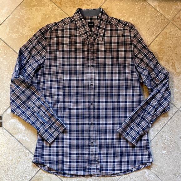 Hugo Boss - Long sleeve shirt - Navy, white, and maroon - Size L - Picture 3 of 5